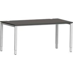 Schäfer Shop Genius Schreibtisch Modena Flex, Rechteck, 4-Fuss Rechteckrohr, B 1600 x T 800 x H 650-850 mm, graphit/weissaluminium