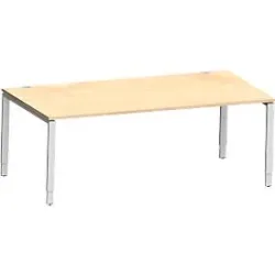 Schäfer Shop Genius Schreibtisch Modena Flex, Rechteck, 4-Fuss Rechteckrohr, B 2000 x T 1000 x H 650-850 mm, Ahorn/weissaluminium