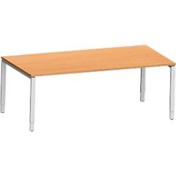 Schäfer Shop Genius Schreibtisch Modena Flex, Rechteck, 4-Fuss Rechteckrohr, B 2000 x T 1000 x H 650-850 mm, Buche/weissaluminium