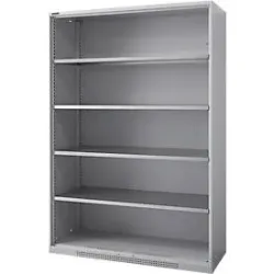 Schäfer Shop Genius Schwerlastregal-Schrank FS, Stahlblech, B 1055 x T 620 x H 1950 mm, 5 OH, weissaluminium, bis 1000 kg
