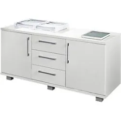 Schäfer Shop Genius Sideboard, 3 Schübe & 2 Türen, Metallgriffe, B 1200 x T 500 x H 600 mm, weiss/weiss