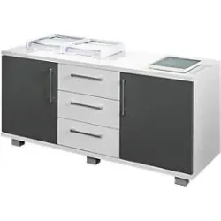 Schäfer Shop Genius Sideboard, 3 Schübe & 2 Türen, Metallgriffe, B 1200 x T 500 x H 720 mm, weiss/graphit