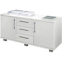 Schäfer Shop Genius Sideboard, 3 Schübe & 2 Türen, Metallgriffe, B 1200 x T 500 x H 720 mm, weiss/weiss