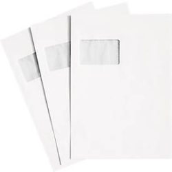 Schäfer Shop Genius Versandtaschen, Fenster, haftklebend, 90 g/m², DIN C4, 250 Stück, chlorfrei-weiss