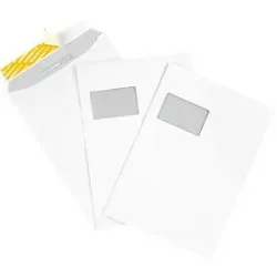 Schäfer Shop Genius Versandtaschen, Format C4, mit Fenster, Haftklebung, Papier, 120 g/m², weiss, 25 Stück