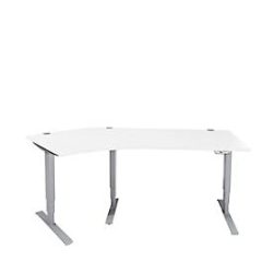 Schäfer Shop Genius Winkelschreibtisch AERO FLEX, elektrisch höhenverstellbar, 135° Winkel links, B 2165 mm, weiss/weissalu + Memorypanel