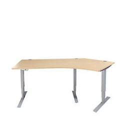 Schäfer Shop Genius Winkelschreibtisch AERO FLEX, elektrisch höhenverstellbar, 135° Winkel rechts, B 2165 mm, Ahorn/weissalu + Memorypanel