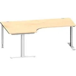Schäfer Shop Genius Winkelschreibtisch MODENA FLEX 90°, T-Fuss-Rechteckrohr, B 2000 mm, Ansatz links, Ahorn/weissalu