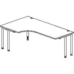 Schäfer Shop Genius Winkelschreibtisch MODENA FLEX 90°, Ansatz links, beidseitig, verkürzte Seitenteile, 4-Fuss-Rundrohr, weiss