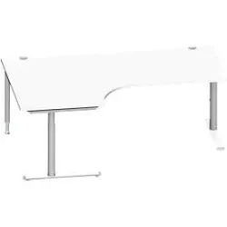 Schäfer Shop Genius Winkelschreibtisch MODENA FLEX 90°, Ansatz links, C-Fuss-Rundrohr, B 2000 mm, weiss/weiss