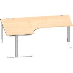 Schäfer Shop Genius Winkelschreibtisch MODENA FLEX 90°, Ansatz links, C-Fuss-Rundrohr, B 2000 mm, ahorn/weiss