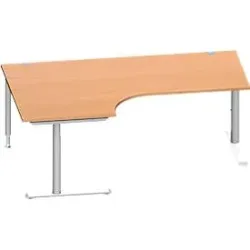 Schäfer Shop Genius Winkelschreibtisch MODENA FLEX 90°, Ansatz links, C-Fuss-Rundrohr, B 2000 mm, buche/weiss