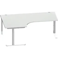 Schäfer Shop Genius Winkelschreibtisch MODENA FLEX 90°, Ansatz links, C-Fuss-Rundrohr, B 2000 mm, lichtgrau