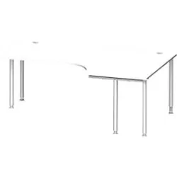 Schäfer Shop Genius Winkelschreibtisch MODENA FLEX 90°, Ansatz rechts, beidseitig, verkürzte Seitenteile, 4-Fuss-Rundrohr, weiss
