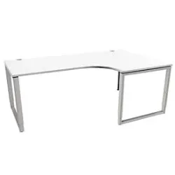 Schäfer Shop Genius Winkelschreibtisch MODENA FLEX, 90°, Bügelfuss, Ansatz rechts, B 2000 mm, weiss