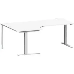 Schäfer Shop Genius Winkelschreibtisch MODENA FLEX 90°, C-Fuss-Rechteckrohr, B 2000 mm, Ansatz links, weiss/weissalu