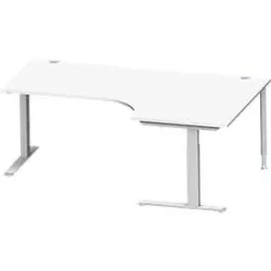 Schäfer Shop Genius Winkelschreibtisch MODENA FLEX 90°, C-Fuss-Rechteckrohr, B 2000 mm, Ansatz rechts, weiss/weissalu