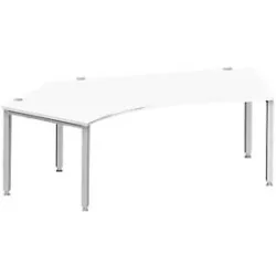 Schäfer Shop Genius Winkelschreibtisch MODENA FLEX 135°, Ansatz links, 4-Fuss-Quadratrohr, B 2165 mm, weiss/weiss