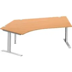 Schäfer Shop Genius Winkelschreibtisch MODENA FLEX 135°, Ansatz links, C-Fuss-Rechteckrohr, B 2165 mm, buche/weiss