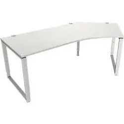 Schäfer Shop Genius Winkelschreibtisch MODENA FLEX, 135°, Bügelfuss, Ansatz rechts, B, B 2165 mm, lichtgrau