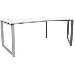 Schäfer Shop Genius Winkelschreibtisch MODENA FLEX, 135°, Bügelfuss, Ansatz rechts, B, B 2165 mm, weiss