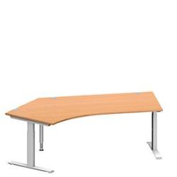 Schäfer Shop Genius Winkelschreibtisch MODENA FLEX 135°, T-Fuss-Rechteckrohr, B 2165 mm, Ansatz links, Buche/weissalu