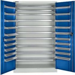 Schäfer Shop Select Magazinschrank, 10 Fachböden, ohne Ausstattung, B 1200 x T 500 x H 1935 mm, Stahl, lichtgrau/enzianblau