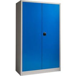 Schäfer Shop Select Materialschrank, abschliessbar, 4 verzinkte Böden, 5 OH,  B 1200 x T 400 x H 1935 mm, Stahl, weissaluminium/enzianblau