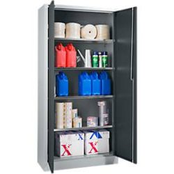 Schäfer Shop Select Materialschrank, abschliessbar, 4 verzinkte Böden, 5 OH,  B 800 x T 400 x H 1935 mm, Stahl,  weissaluminium/anthrazitgrau