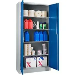 Schäfer Shop Select Materialschrank, abschliessbar, 4 verzinkte Böden, 5 OH,  B 800 x T 400 x H 1935 mm, Stahl, weissaluminium/enzianblau