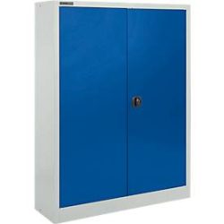 Schäfer Shop Select Materialschrank  MSI 16409i, B 950 x T 400 x H 1535 mm, 3 Böden, Stahl, lichtgrau/enzianblaub