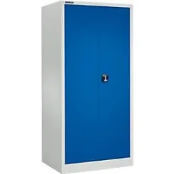 Schäfer Shop Select Materialschrank MSI 2509, 5 OH, 4 Zwischenböden, Zylinderschloss, B 950 x T 500 x H 1935 mm, lichtgrau RAL 7035/enzianblau RAL 5010