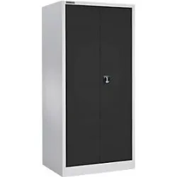 Schäfer Shop Select Materialschrank MSI 2509, 5 OH, 4 Zwischenböden, Zylinderschloss, B 950 x T 500 x H 1935 mm, weissaluminium RAL 9006/anthrazitgrau RAL 7016