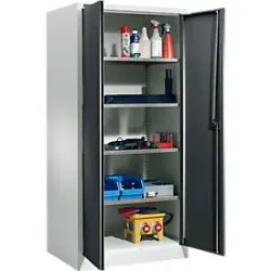 Schäfer Shop Select Materialschrank MSI 2509 S, verstärkte Ausführung, bis 100 kg/Fachboden, B 950 x T 500 x H 1935 mm, lichtgrau/anthrazitgrau