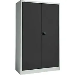 Schäfer Shop Select Materialschrank MSI 2512, 5 Ordnerhöhen, 4 Zwischenböden, Zylinderschloss, B 1200 x T 500 x H 1935 mm, lichtgrau/anthrazitgrau
