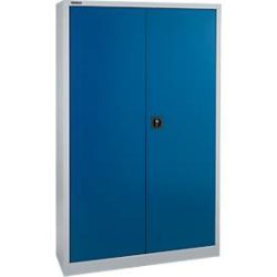 Schäfer Shop Select Materialschrank MSI 2512, 5 Ordnerhöhen, 4 Zwischenböden, Zylinderschloss, B 1200 x T 500 x H 1935 mm, lichtgrau/enzianblau