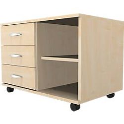 Schäfer Shop Select Mobiles Sideboard, Regal + 3 Schübe + Utensilienschub, B 800, anstellbar links, Ahorn