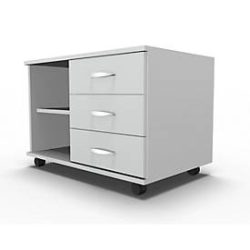 Schäfer Shop Select Mobiles Sideboard, Regal + 3 Schübe + Utensilienschub, B 800, anstellbar rechts, lichtgrau
