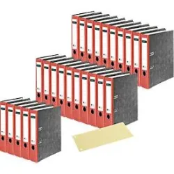 Schäfer Shop Select  Ordner, DIN A4, 50 mm, 20 Stück, rot + GRATIS Trennstreifen, gelb, 100 Stück
