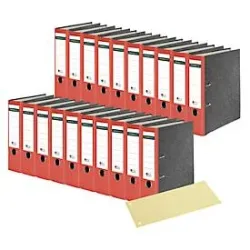 Schäfer Shop Select Ordner, DIN A4, 80 mm, 20 Stück, rot + GRATIS Trennstreifen, gelb, 100 Stück