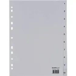 Schäfer Shop Select Ordnerregister, für DIN A4, numerisch, 10 Fächer, Polypropylen, grau