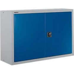 Schäfer Shop Select Aufsatzschrank MS 8412i, B 1200 x T 400 x H 800 mm, 1 Boden, Stahl, weissaluminium RAL 9006/enzianblau RAL 5010