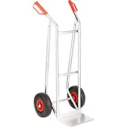 Schäfer Shop Select Alu-Sackkarre 2106B/150, mit Handgriffen und Sicherheitsbügel, Vollgummi-Räder, Schaufel B 300 x T 290 mm, bis 150 kg