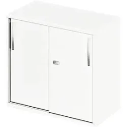 Schäfer Shop Select Ansatz-/Aufsatz-Schiebetürenschrank LOGIN, 2 Ordnerhöhen, B 800 x T 420 x H 726 mm, weiss/weiss
