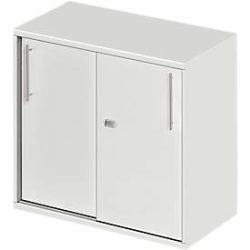 Schäfer Shop Select Anstell-/Aufsatz-Schiebetürenschrank Start Off, in Tischhöhe, abschliessbar, B 800 x T 420 x H 726 mm, lichtgrau/lichtgrau