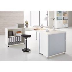 Schäfer Shop Select Anstellquerrollladenschrank, aus Holz, 2 Fachböden, B 800 mm x T 421 x H 750 mm, weiss