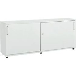 Schäfer Shop Select Anstellschiebetürenschrank, aus Holz, 2 Fachböden, B 1600 mm x T 421 x H 750 mm, lichtgrau