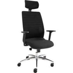 Schäfer Shop Select Bürostuhl SSI Proline Edition 10, mit Armlehnen, Punktsynchronmechanik, Bandscheibensitz, Kopfstütze, schwarz / alusilber