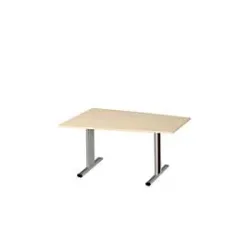 Schäfer Shop Select Besprechungstisch MODENA Basic, Tonne, T-Fuss, B 1400 x T 1000 x H 717 mm, Ahorn/weissaluminium RAL 9006