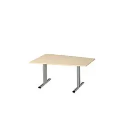 Schäfer Shop Select Besprechungstisch MODENA Basic, Tonne, T-Fuss, B 1400 x T 1000 x H 717 mm, Ahorn/weissaluminium RAL 9006